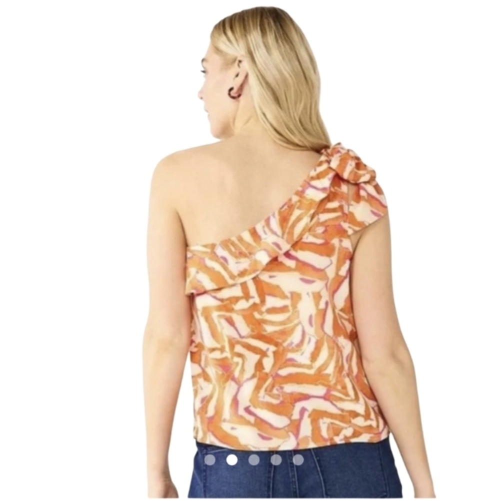 Nine West One Shoulder Ruffle Neck Top - Picture 2 of 4